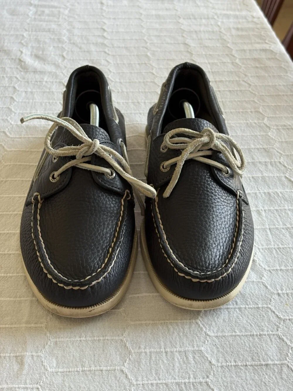 Sperry Authentic Original Boat Shoes 2 Eye Navy Leather Mens Size 9.5